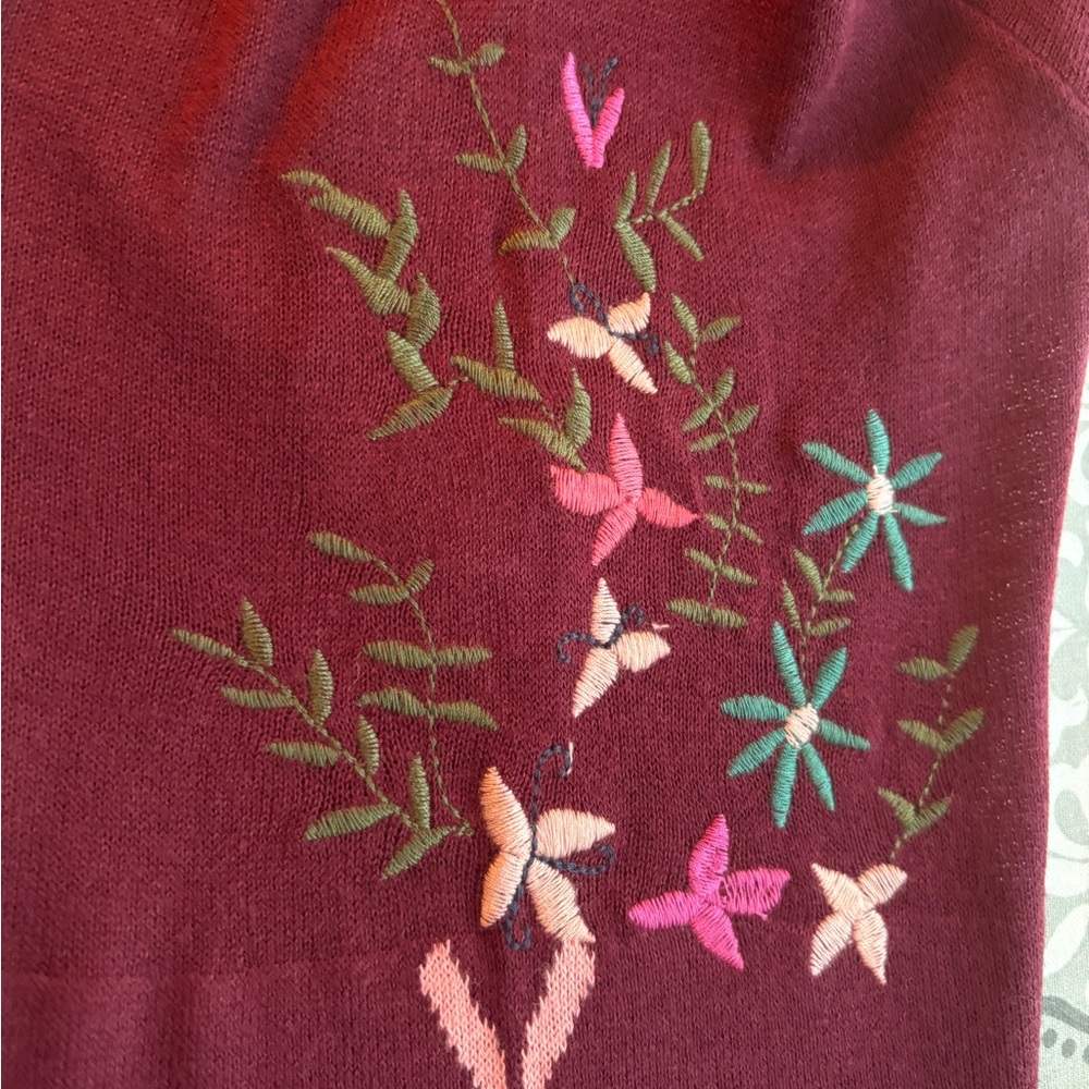 Sahalie Maroon Cardigan with Peplum & Flower Embroidery - Picture 5 of 10
